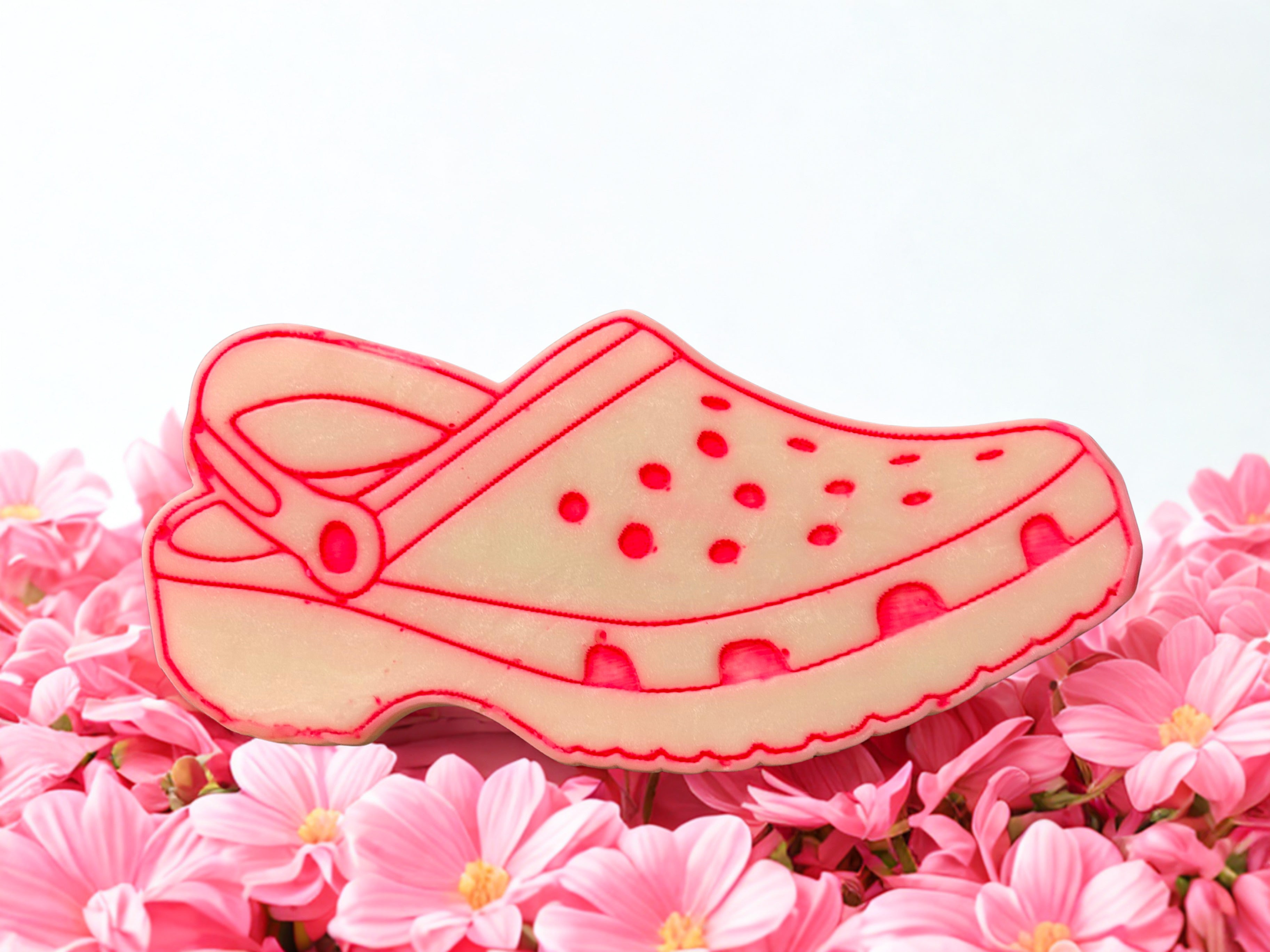 Hand painted croc wax melt glade pink peony and cotton flower