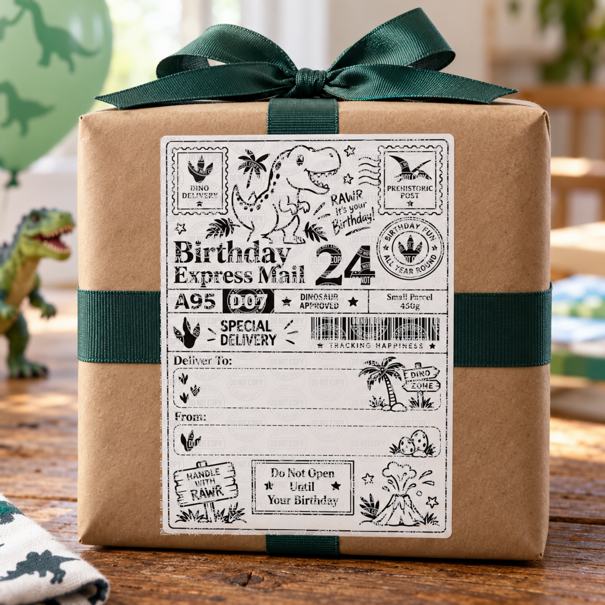 Dino Birthday Shipping Label Gift Tag by Whiff Of Wonder