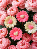 Heart Sunflowers glade pink peony and cotton flower