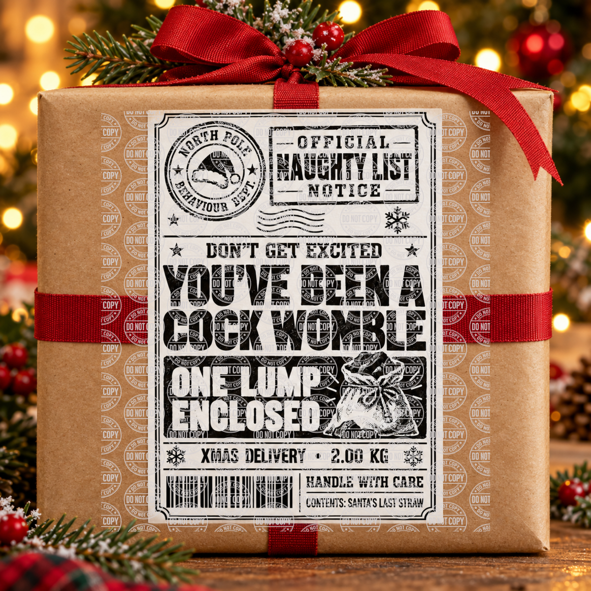 C##K Womble Christmas Shipping Label Gift Tag by Whiff Of Wonder
