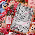 Bluey-inspired Christmas shipping label with cartoon dog characters on a wrapped festive present.