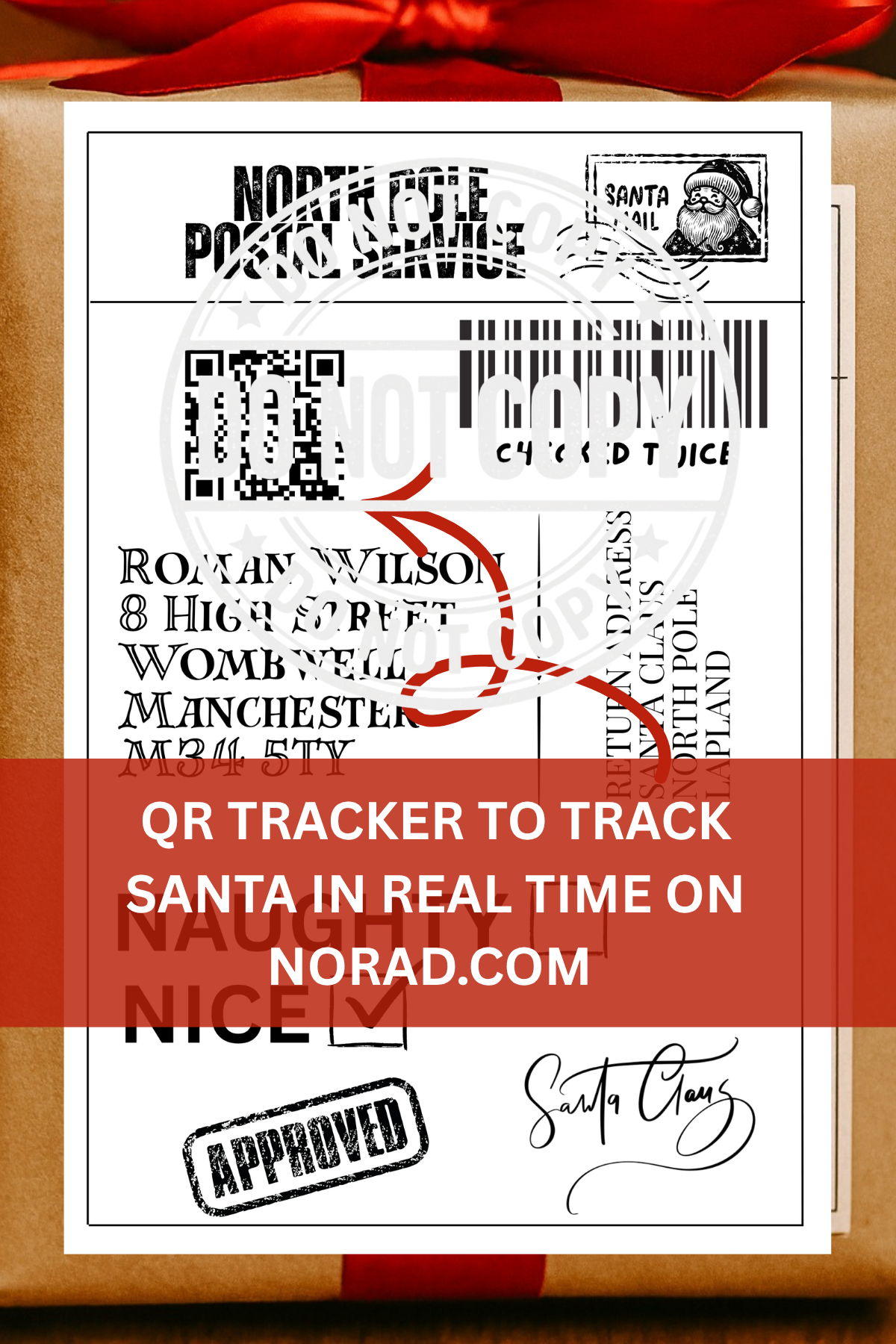 Personalised Christmas Shipping Labels with QR Santa Tracker – Pack of 10 | Christmas Gift Labels Uk