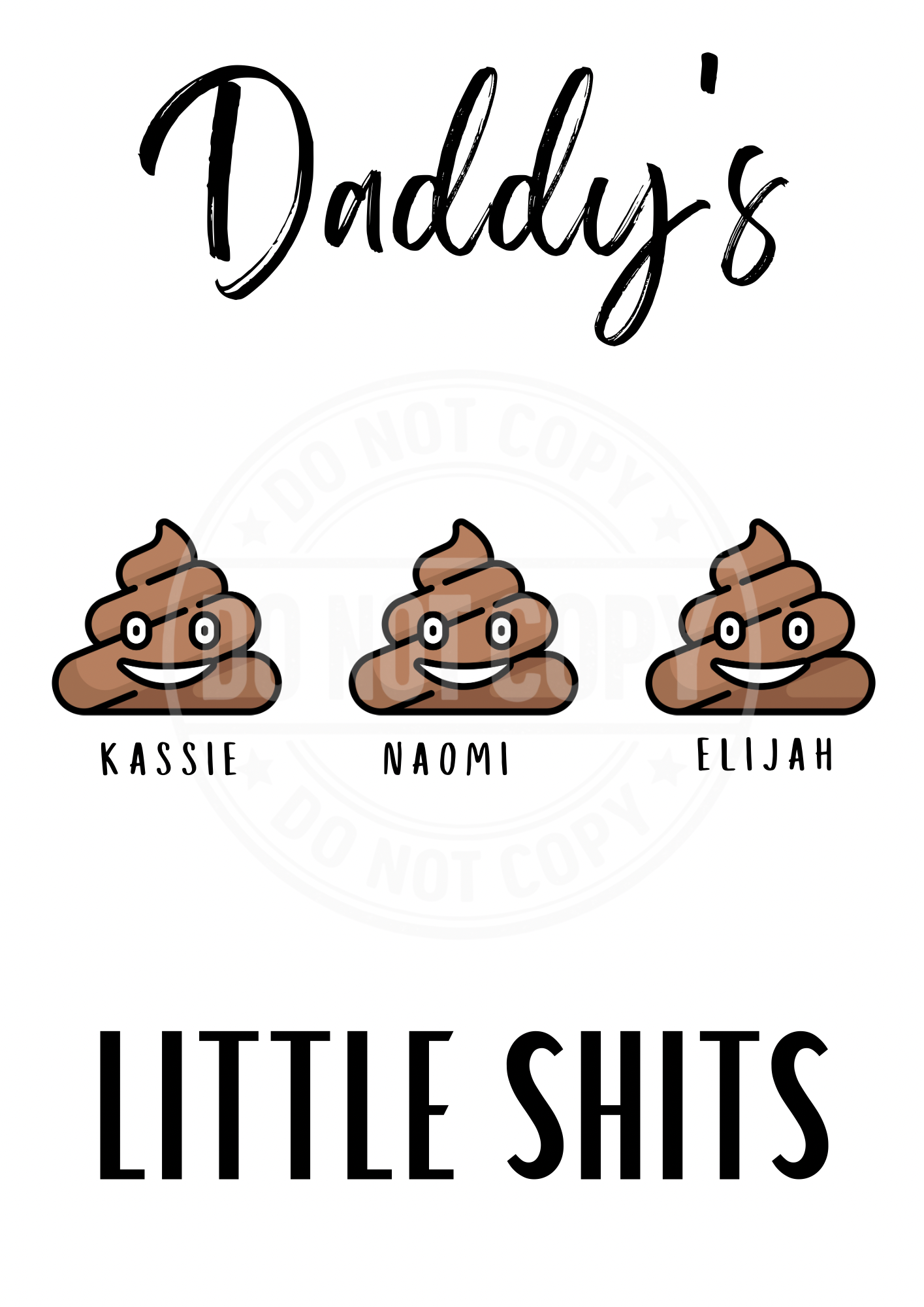 Daddy’s Little Shh!ts Personalised A4 Print | Funny Personalised Gift for Dad | Custom Dad Prints Uk