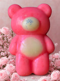 Cute Teddy shaped wax melt pink peony and cotton flower