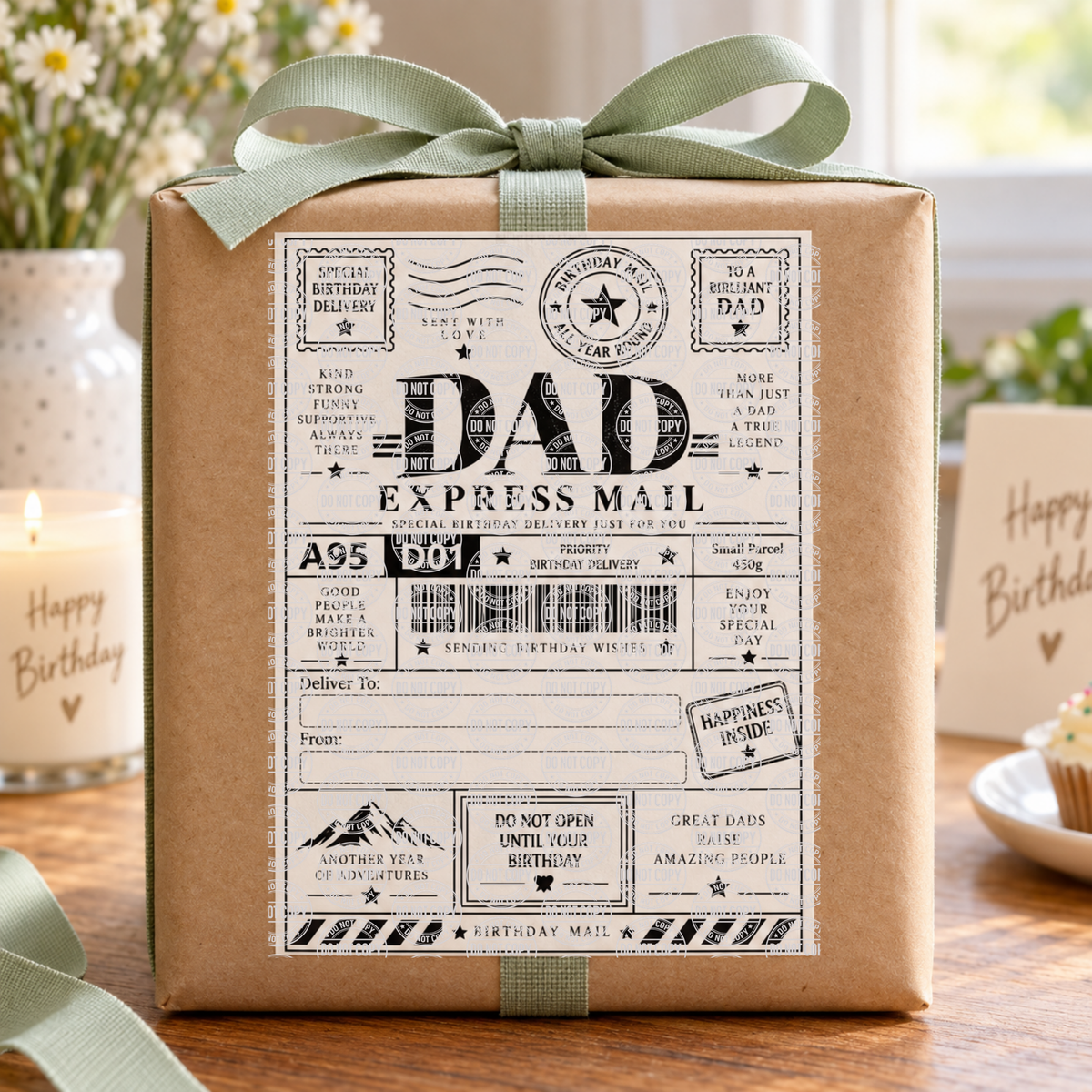 Dad birthday Shipping Label Gift Tag by Whiff Of Wonder