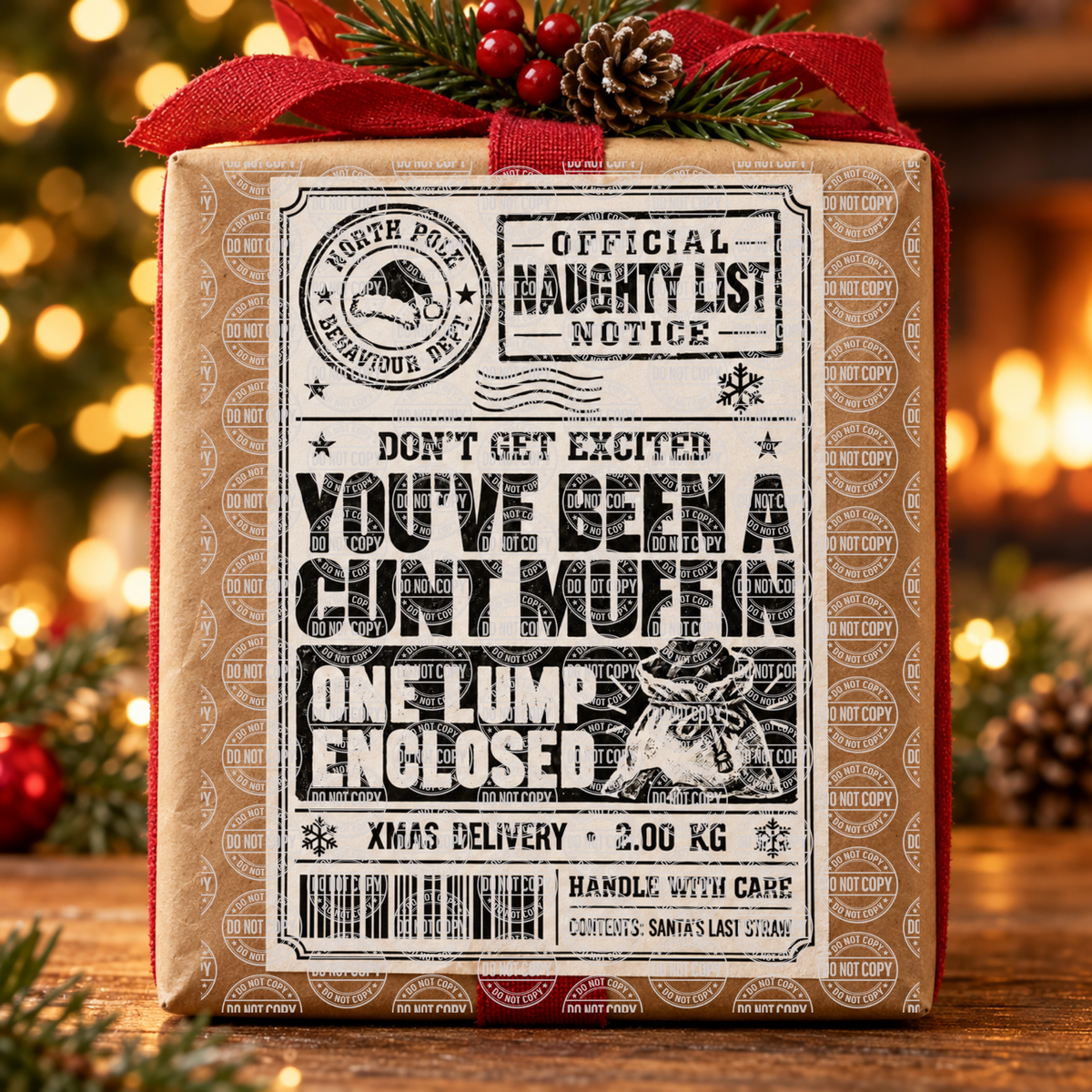 C#*t Muffin Naughty List Christmas Shipping Label Gift Tag by Whiff Of Wonder