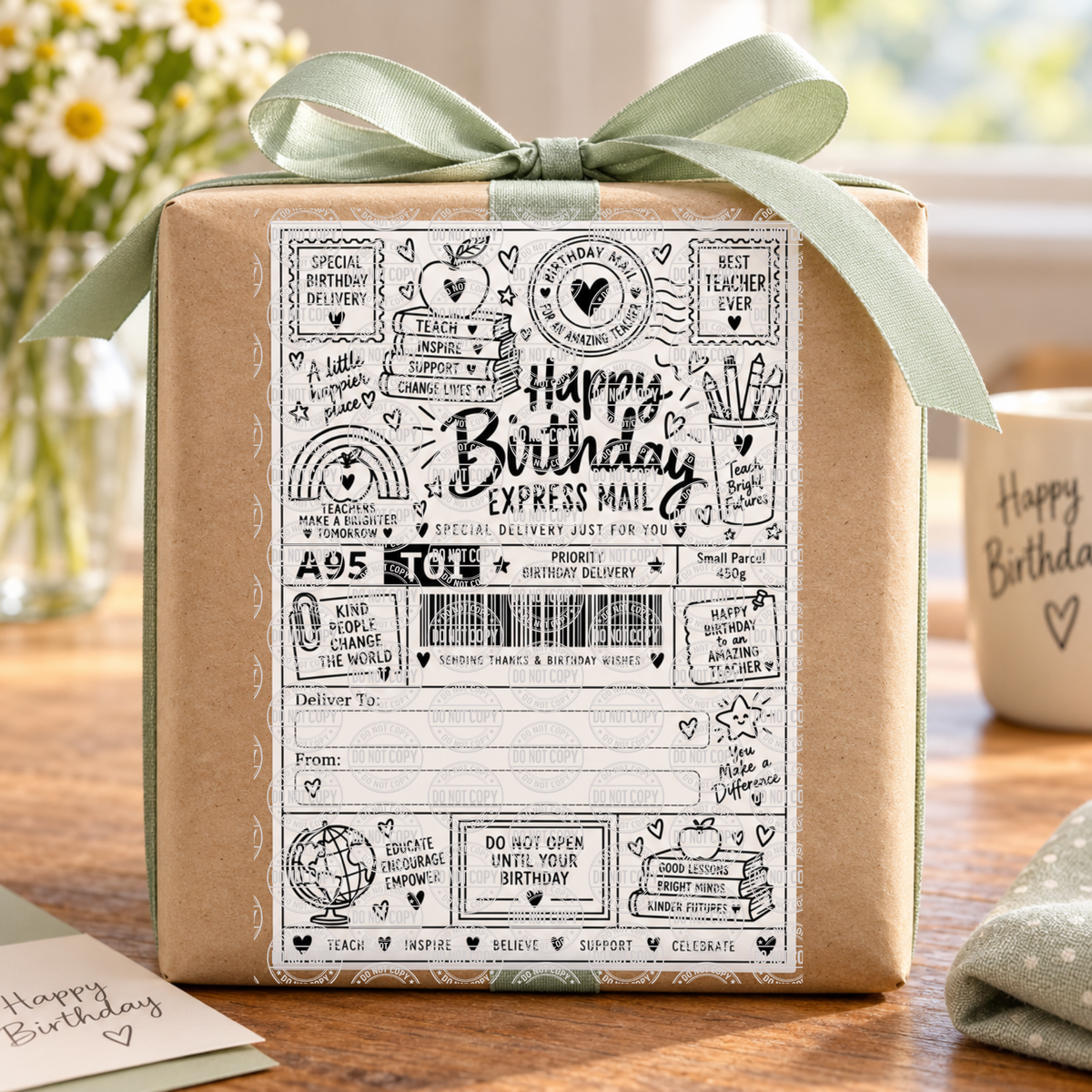 Teacher Birthday Shipping Label Gift Tag by Whiff Of Wonder