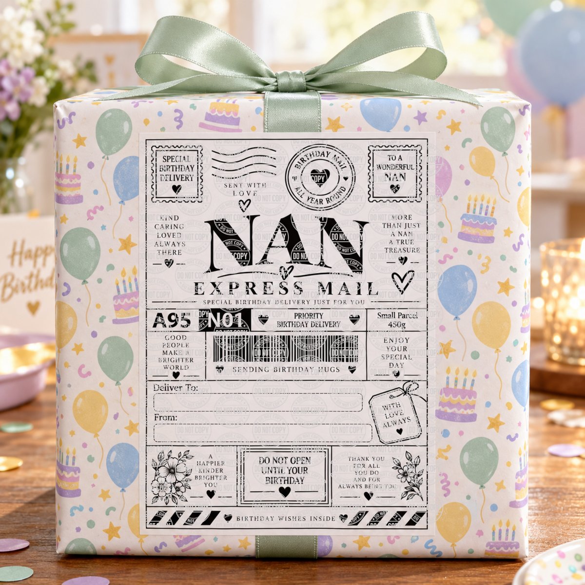 Nan Birthday Shipping Label Gift Tag by Whiff Of Wonder