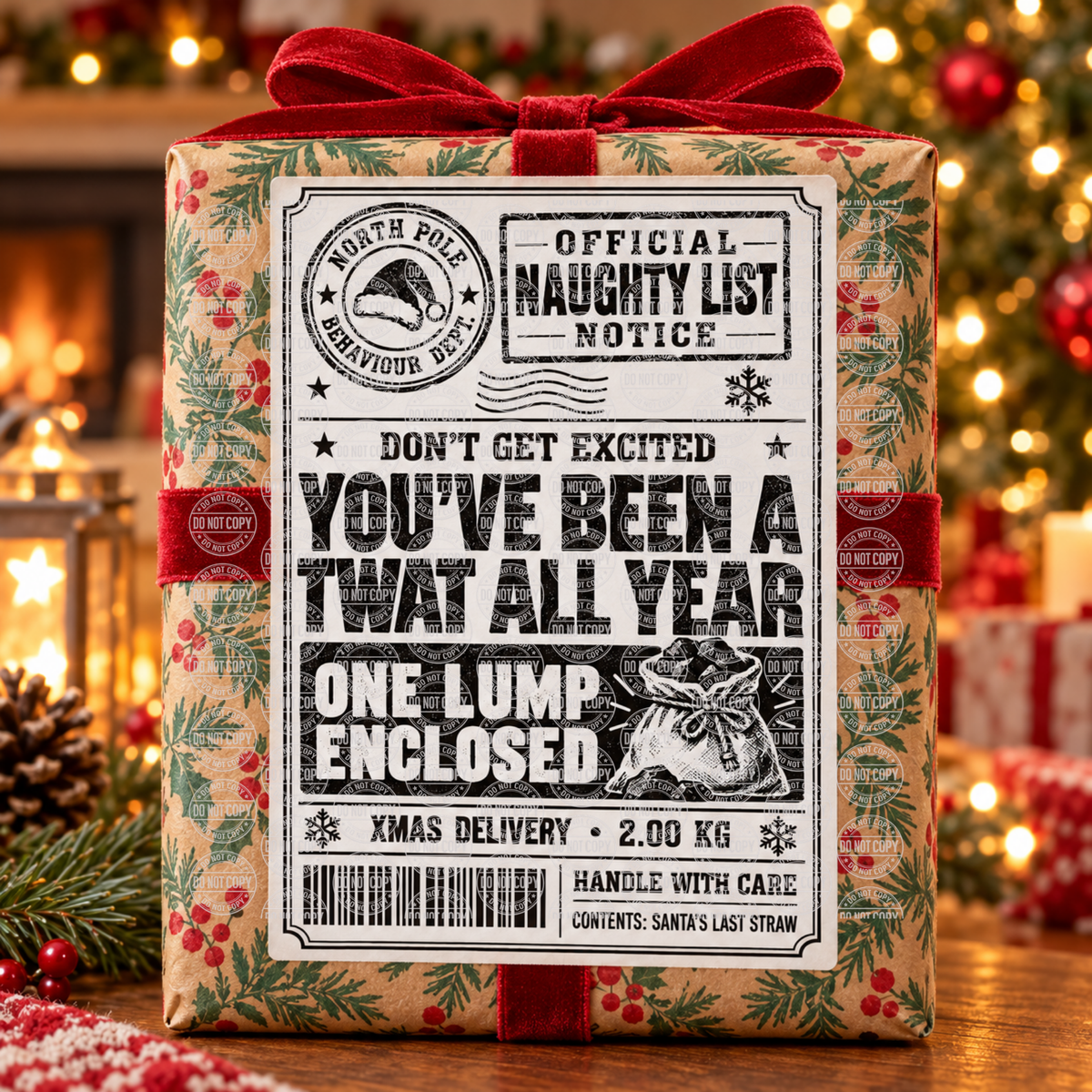 T##t Naughty List Christmas Shipping Label Gift Tag by Whiff Of Wonder
