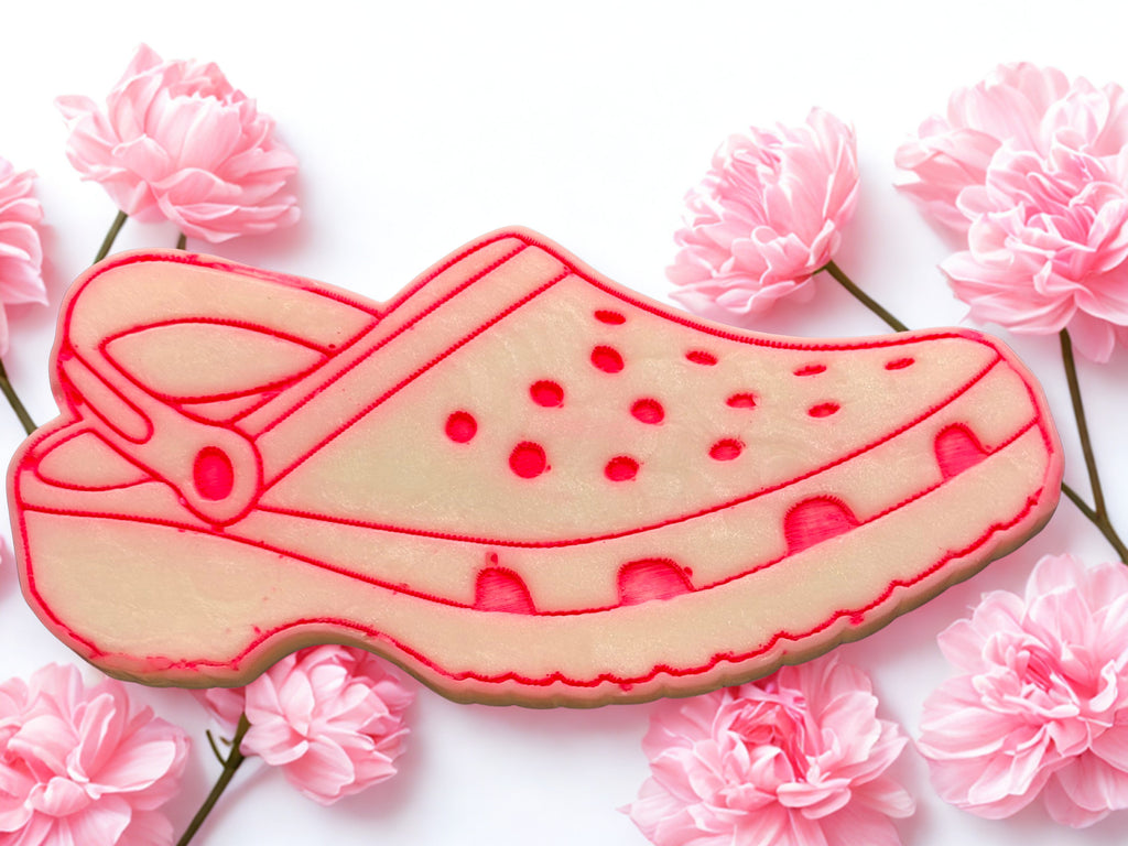 Hand painted croc wax melt glade pink peony and cotton flower