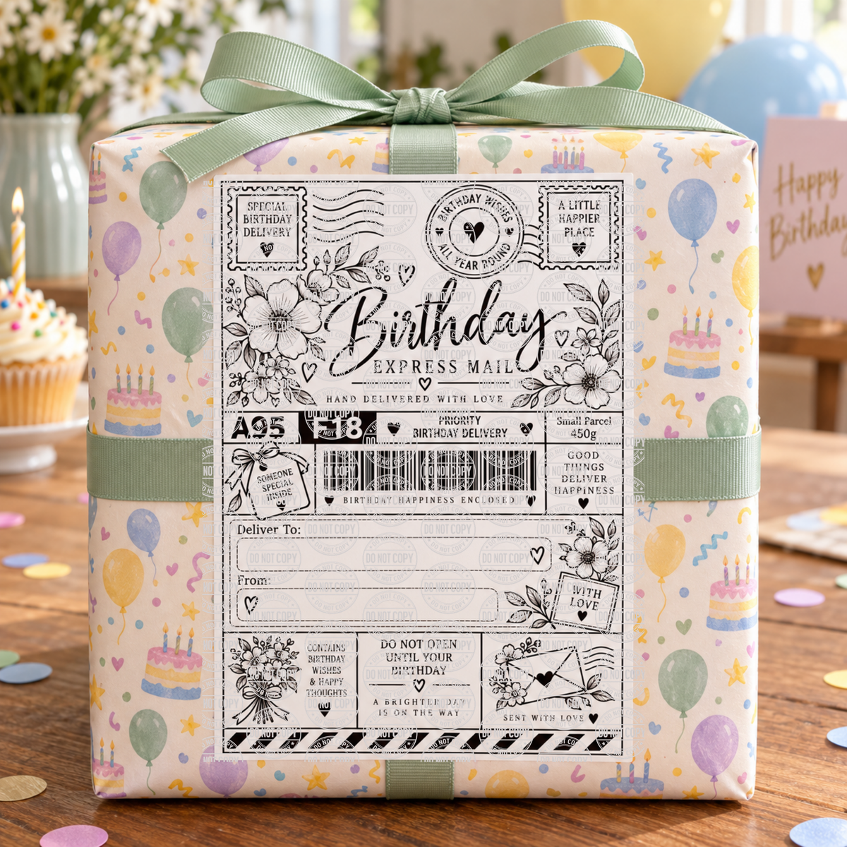 Flower Birthday Shipping Label Gift Tag by Whiff Of Wonder