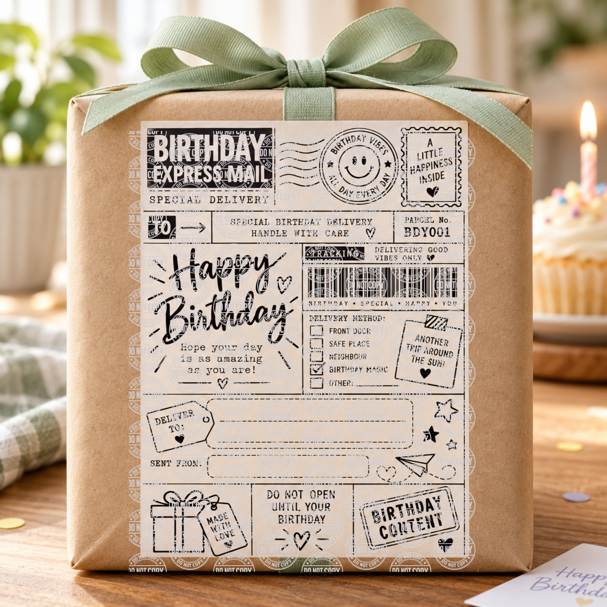 Vibes Birthday Shipping Label Gift Tag by Whiff Of Wonder
