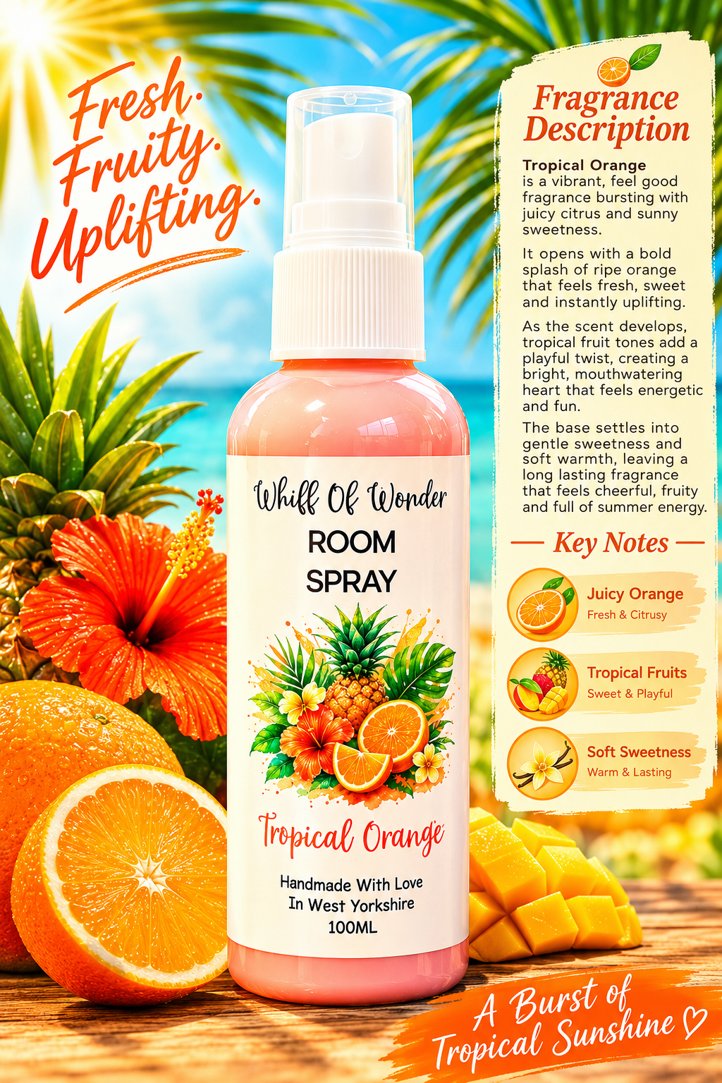 Tropical Orange Room Spray | Strong Scented Home Fragrance UK