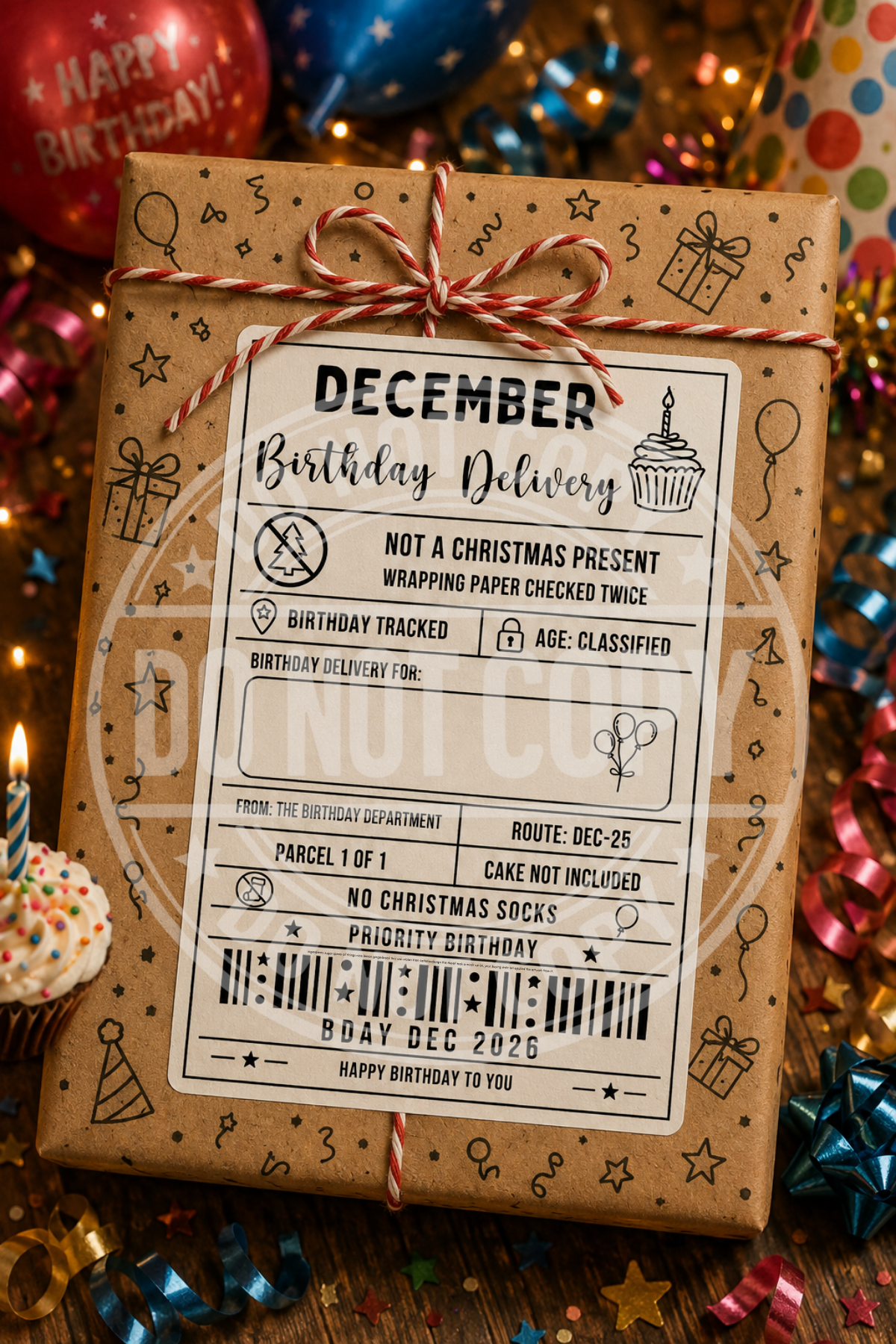 Personalised December Birthday Shipping Label Pack of 10 | Birthday Gift Labels UK
