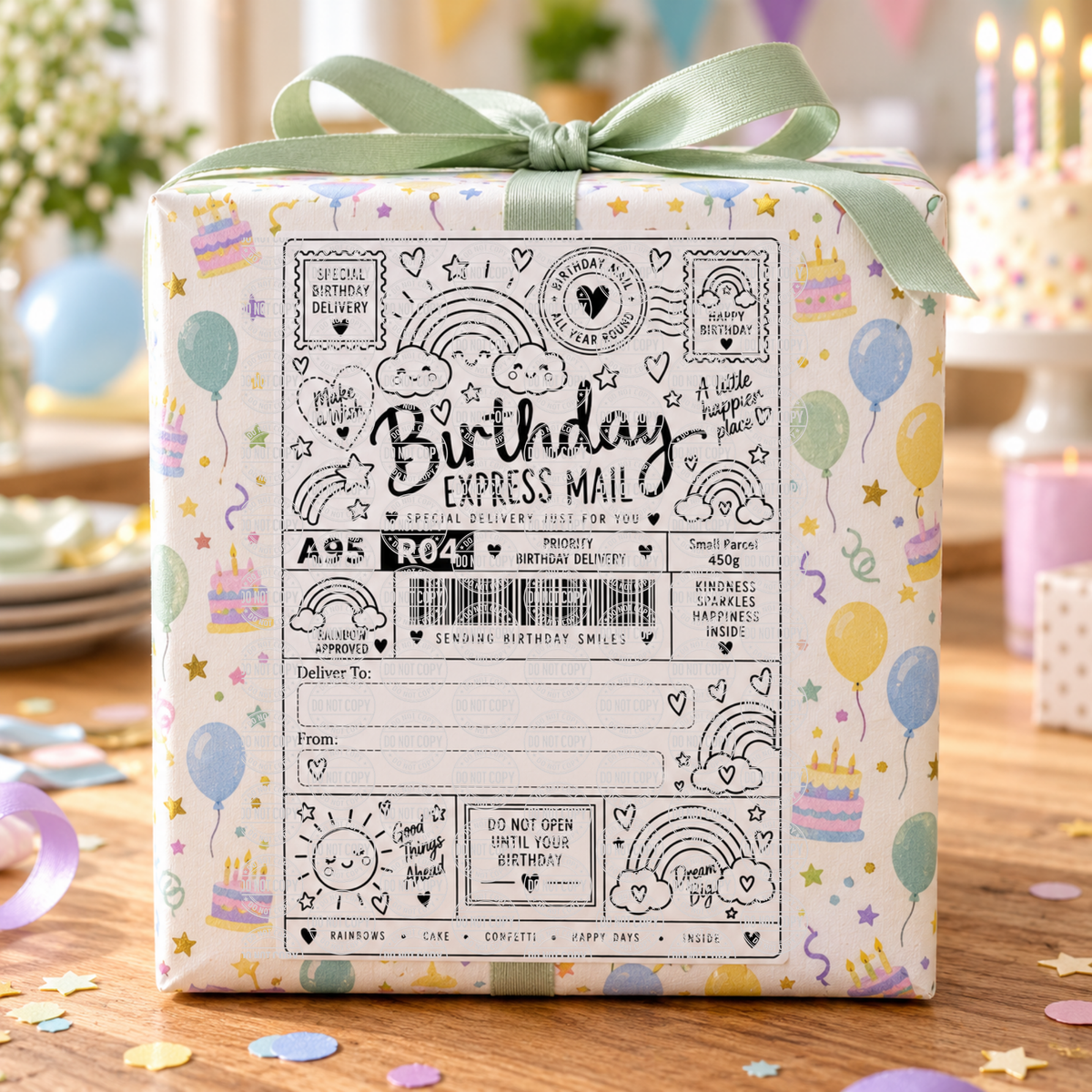 Rainbow Birthday Shipping Label Gift Tag by Whiff Of Wonder