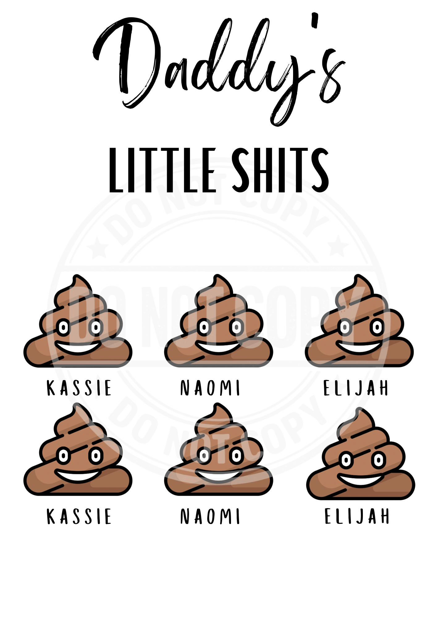 Daddy’s Little Shh!ts Personalised A4 Print | Funny Personalised Gift for Dad | Custom Dad Prints Uk