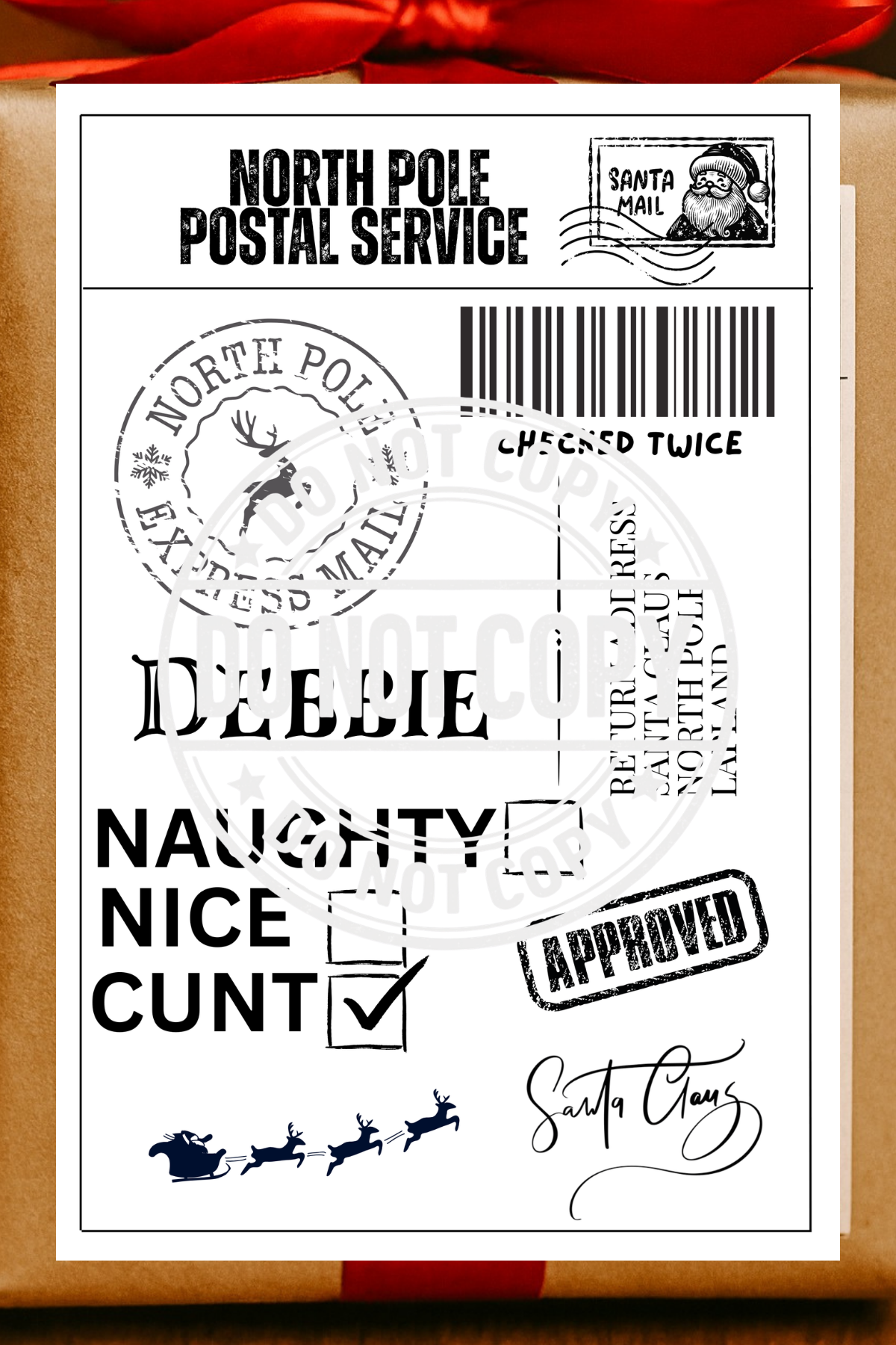 Personalised C##T Shipping Label pack of 10 | Rude Cheeky Christmas Gift Labels Uk