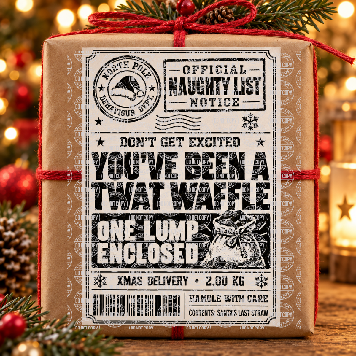 T#%t Waffle Naughty List Christmas Shipping Label Gift Tag by Whiff Of Wonder
