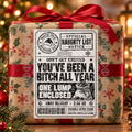 Bi#€h Naughty List Christmas Shipping Label Gift Tag by Whiff Of Wonder