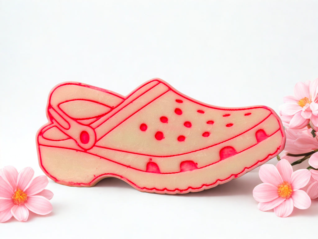 Hand painted croc wax melt glade pink peony and cotton flower