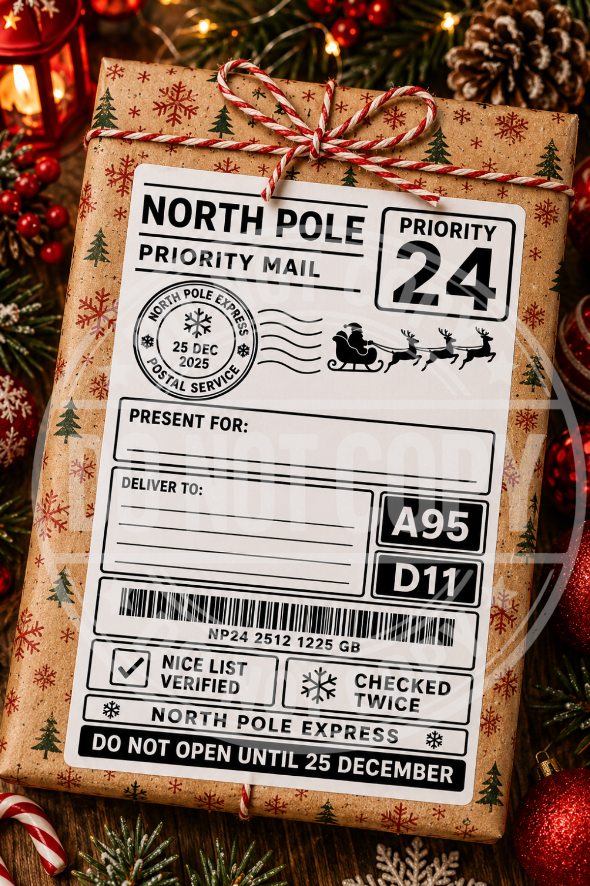 Personalised Christmas Shipping Label pack of 10 | Christmas Gift Labels Uk