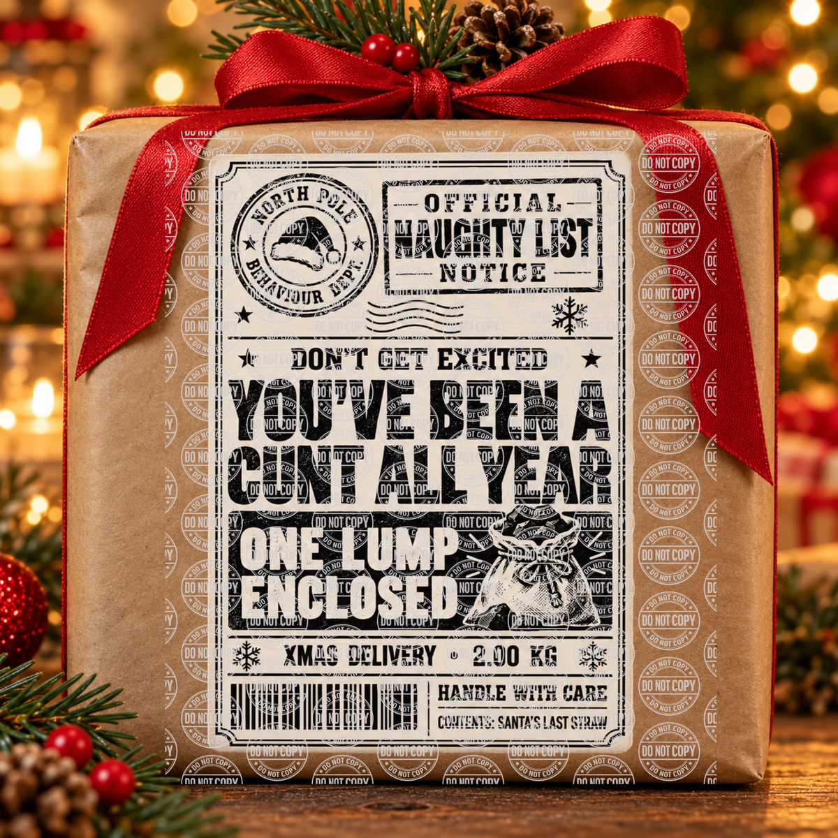 C##t Naughty List Christmas Shipping Label Gift Tag by Whiff Of Wonder