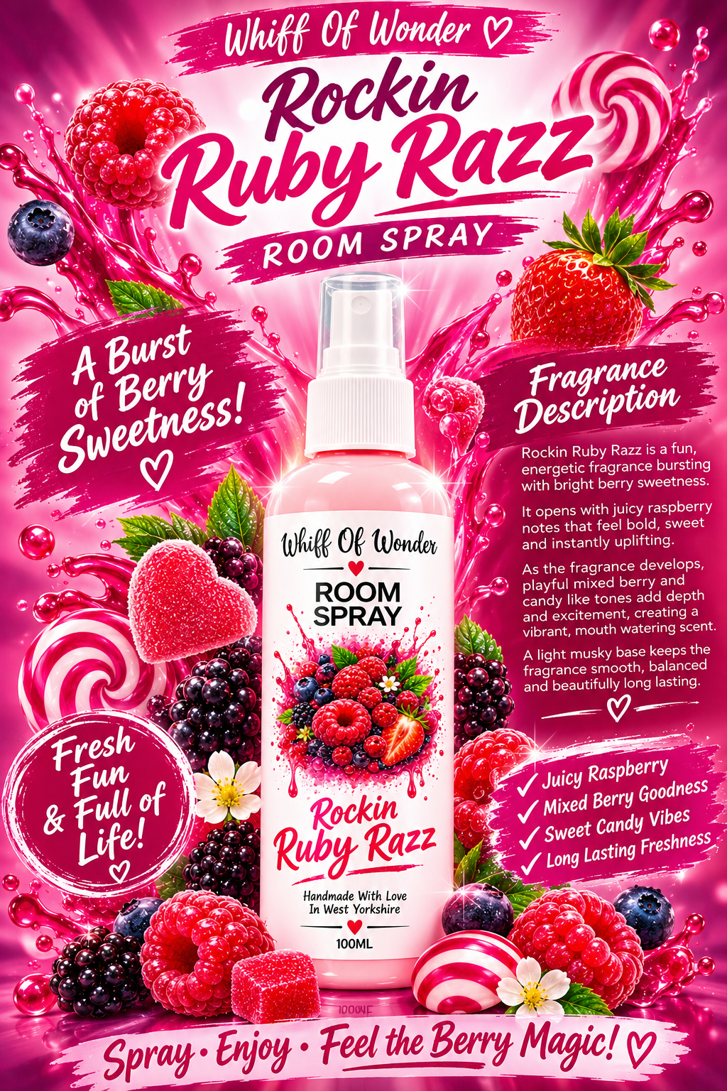 Rockin Ruby Razz Room Spray | Strong Scented Home Fragrance Uk