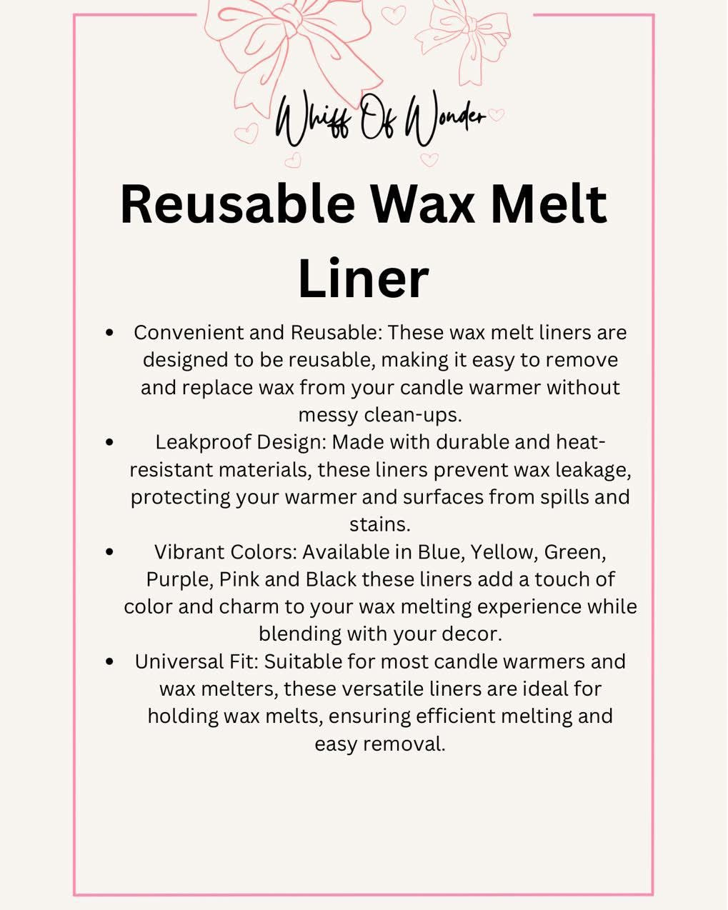 Reuseable Wax Melt Liners