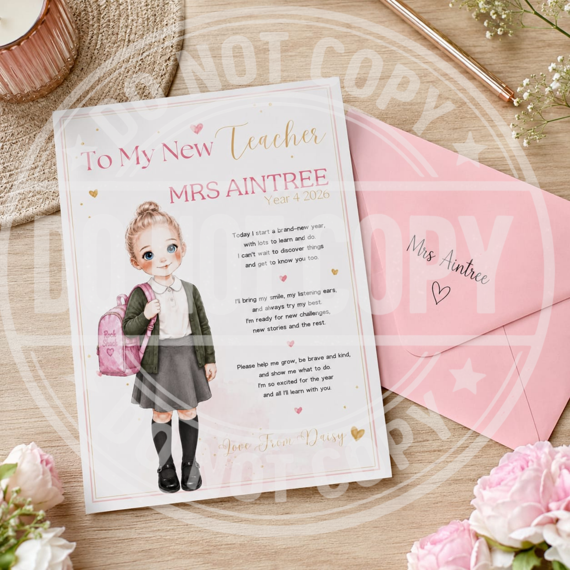 To My New Teacher Print A4 Personalised Gift | Teacher Gift | Back To School