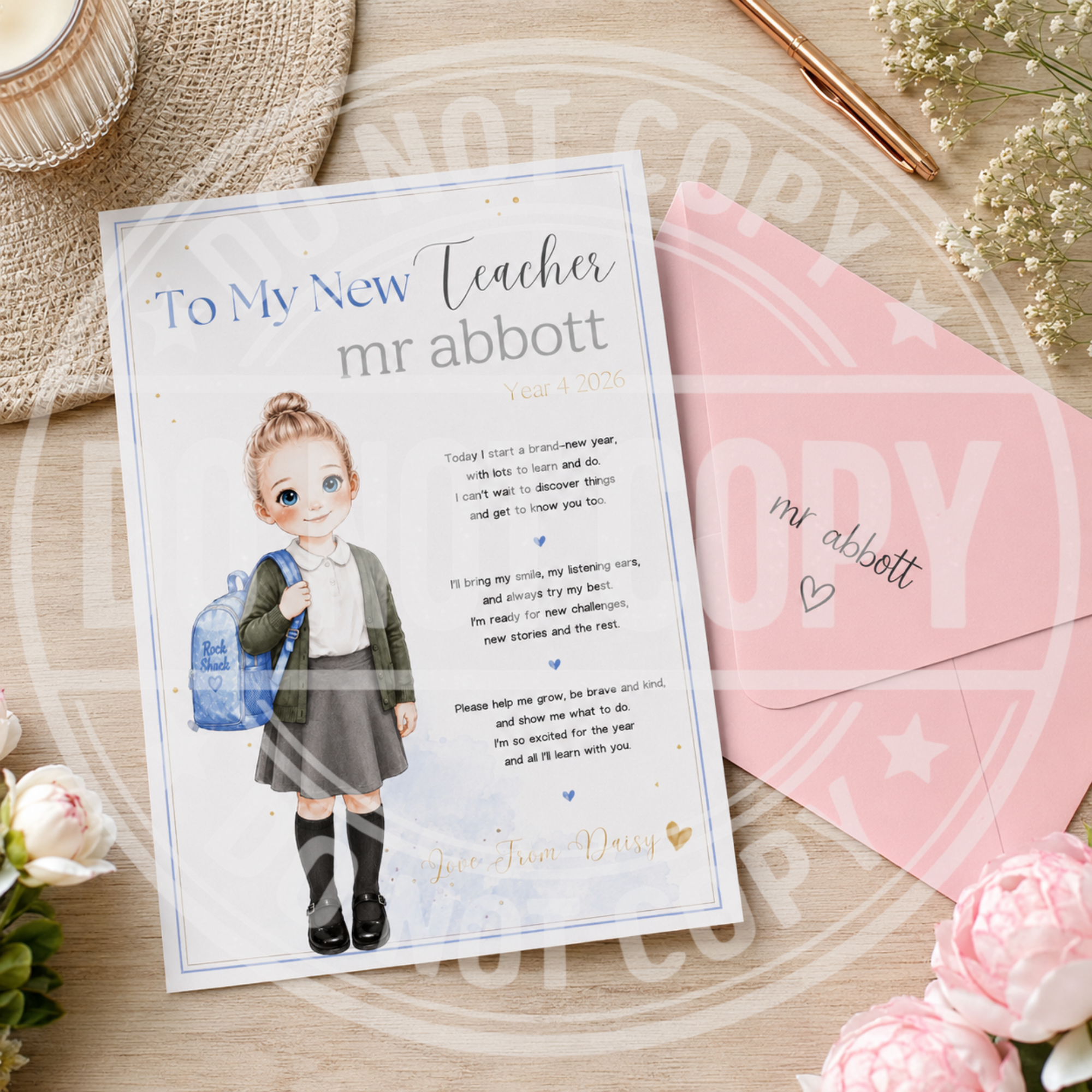 To My New Teacher Print A4 Personalised Gift | Teacher Gift | Back To School