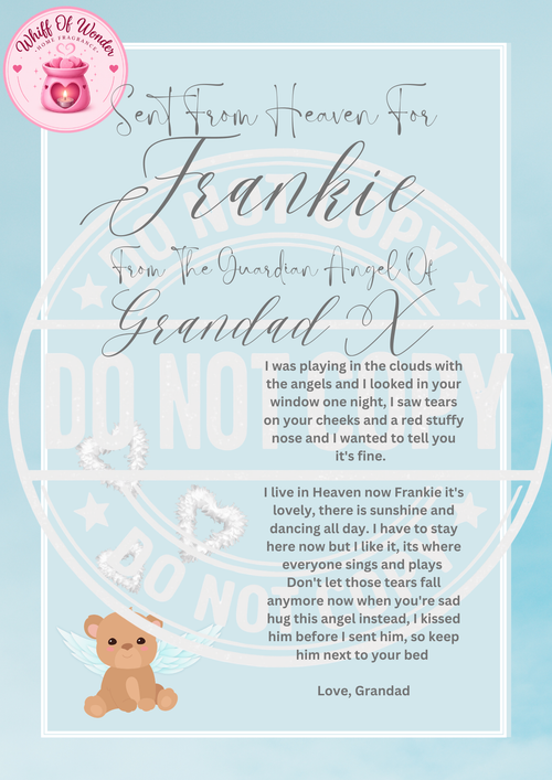 A Message From Heaven Bear Design | Handmade | Personalised Gift | In Memory | A4 | Custom Gifts Uk