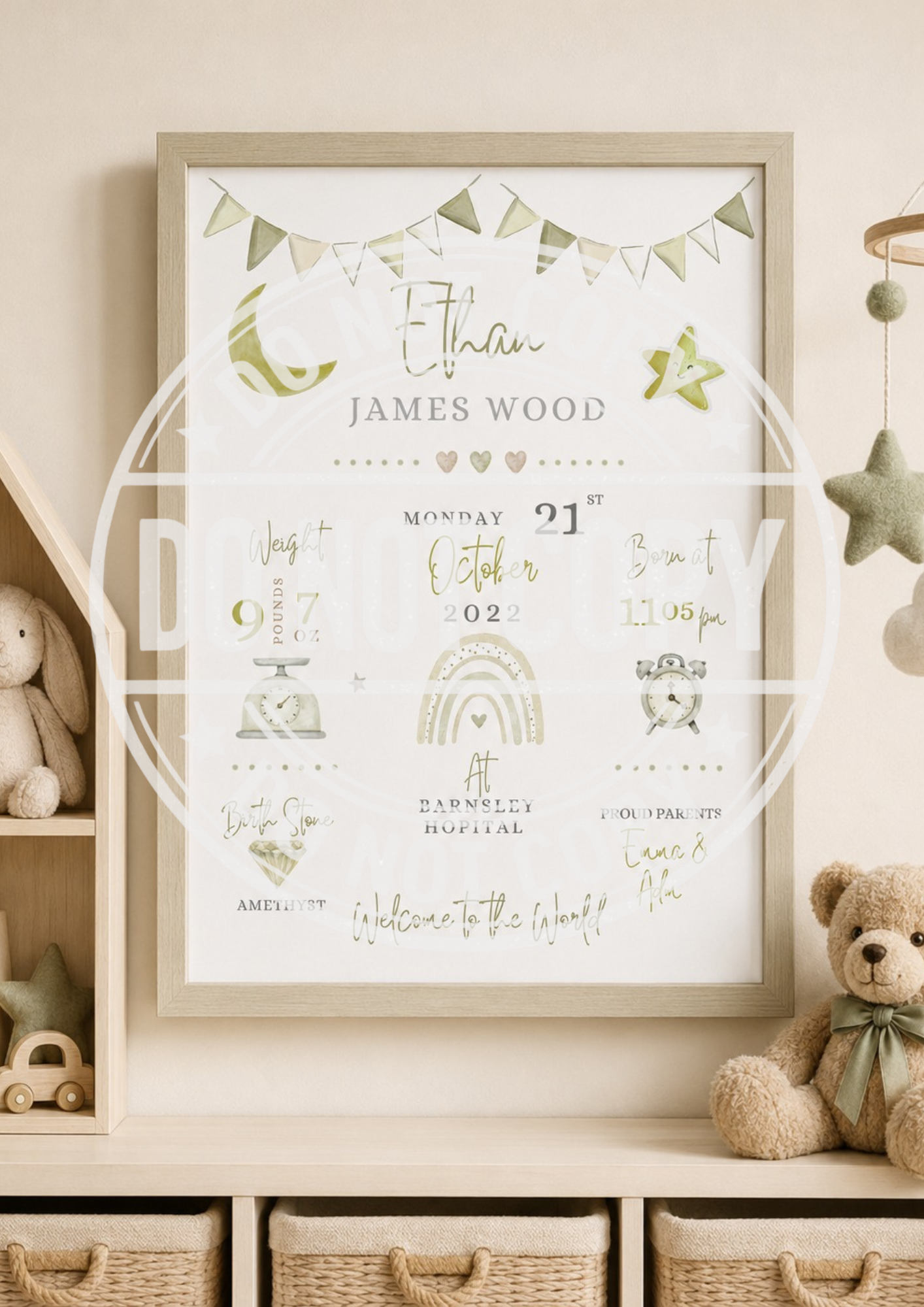 A4 Pastel Birth Stats Print | Personalised Gift | New Baby | A4 Custom Gifts Uk