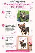 A4 Personalised Cartoon Pet Print | Custom Pet Portrait | Pet Cartoon Gift | Custom Pet Print Uk