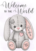 Welcome To The World Personalised Print | Personalised Baby Print | New baby | Bunny Print | Custom Prints UK