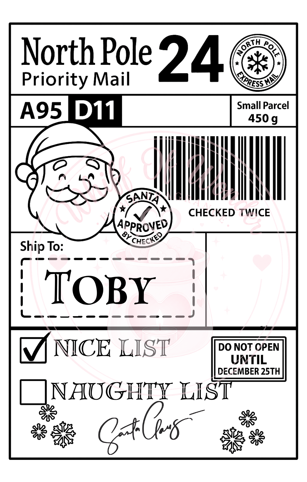 Personalised Christmas Shipping Label pack of 10 | Christmas Gift Labels Uk
